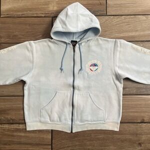 Vintage Roxy Quiksilver Hoodie Zip Up Sweatshirt Surfer Women's Medium Y2K